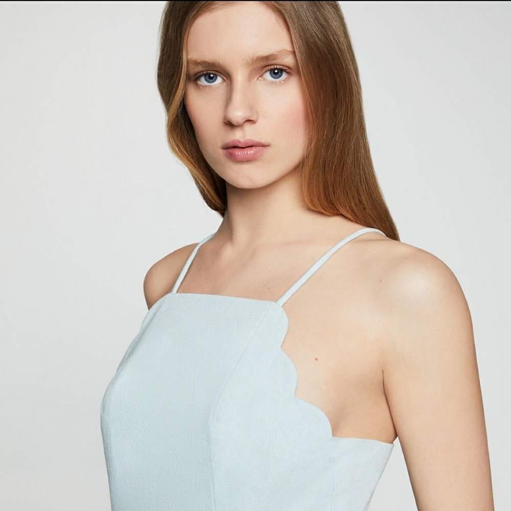 Scalloped Denim Jumpsuit - Picture 4 of 8